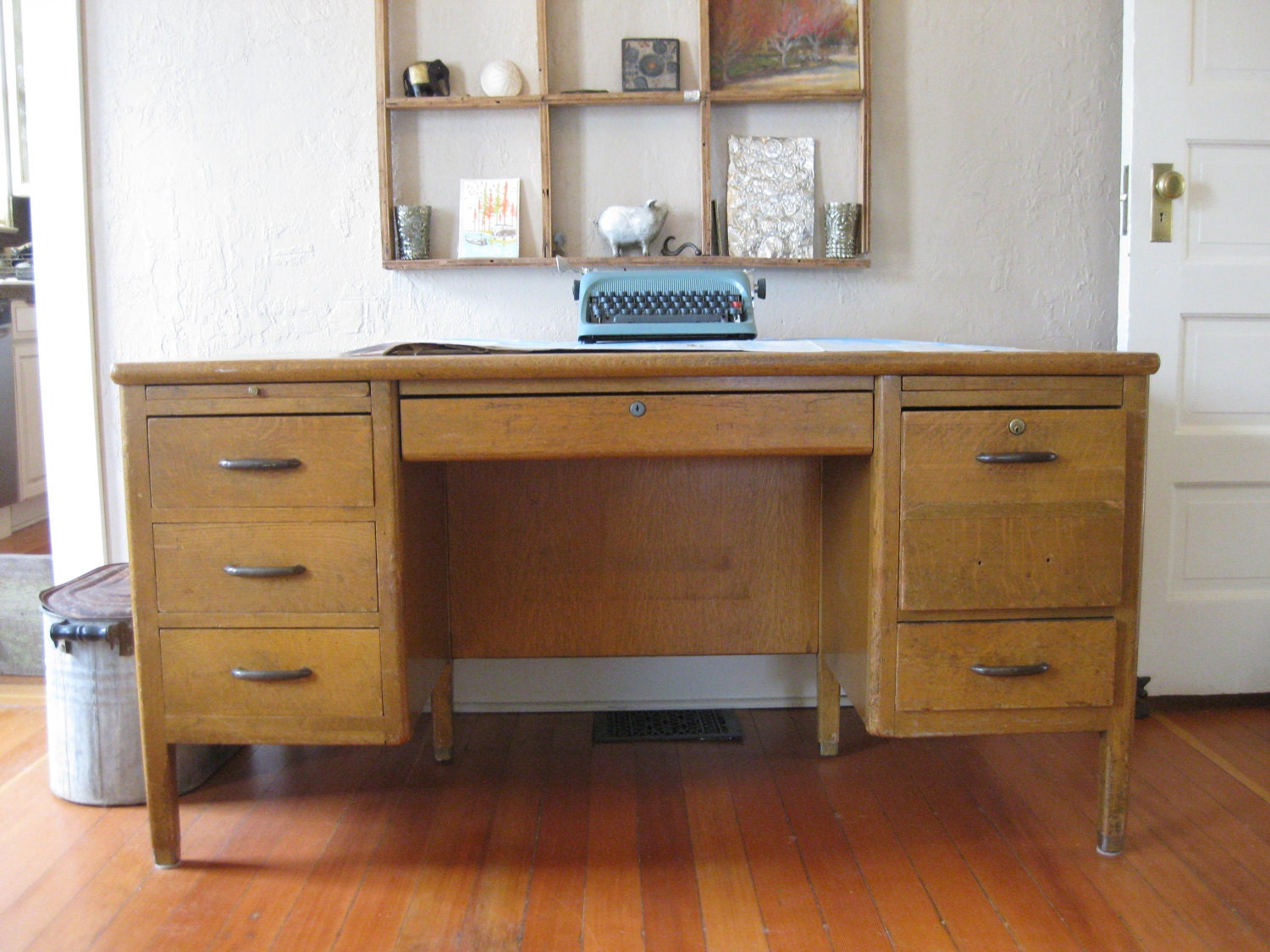 School Teacher Desk - Vintage Wood
