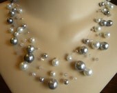Multi-strand Gray and White Pearl Neckace