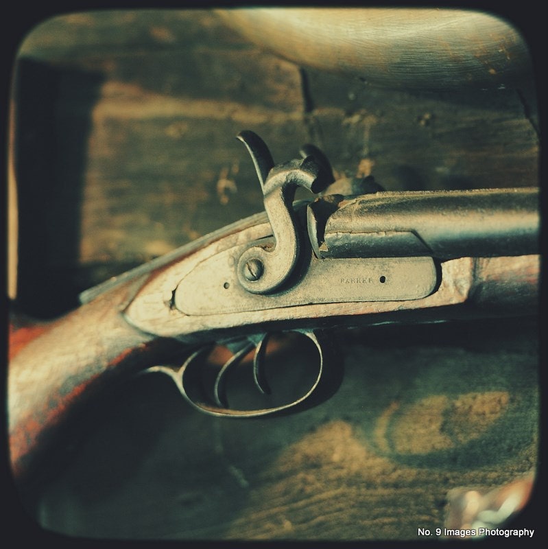 Antique Firearms on Display, Old Shotgun - 8x8 fine art print