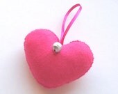 SALE: Mini Handmade Felt Sweetheart - Rose Pink with Glitter Ball