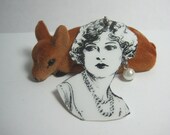 VIntage Flapper Pendant with Dangle Earring Photo Jewelry