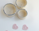 Nested bowls - cotton and wool family - Creamy white with an accent