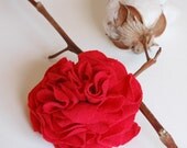 Red Fabric Flower Pin - True Love - Repurposed Recycled T-shirt