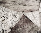 Antique Hand Crocheted Roses Pennant - Set Of 3