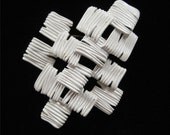 1970's White Enamel Abstract Crown Trifari Brooch