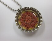 Bottlecap Necklace - Earthy Mandala - Kaliedoscopre
