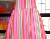 Candy Stripe Seersucker Cotton Halter Sundress, Girls Size 5