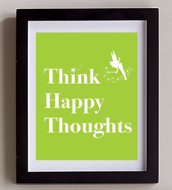 THINK HAPPY THOUGHTS in Green - Art Print