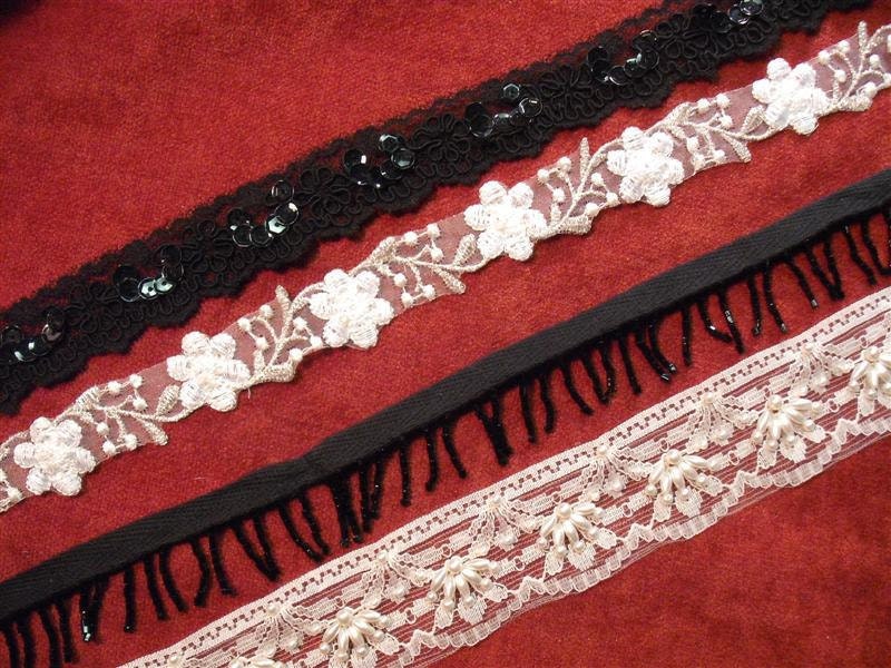 Vintage Beaded Trim Remnants Assortment Of 4 - Lot 1