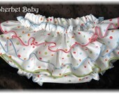 Sassy Pants Ruffled Diaper Cover Multi Colored Polka Dots with Edged Ruffles Moda Fabric Adorable for Photos
