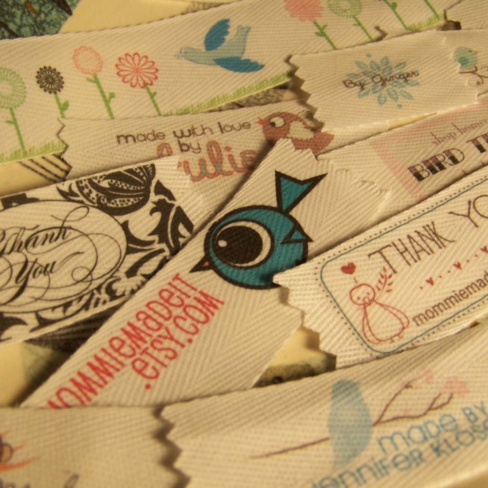 Your Custom Labels Printed in Full Color on Organic Cotton Twill Ribbon  - No Extra Charge for Proof - 2 Yards - shipped USPS Priority Mail