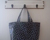 Beth's Big Black with White Dot Oilcloth Market Tote Bag