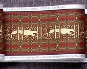 Greyhound Dog Fabric Cotton Sateen, Red and Cream