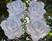 4 New Absolutely Gorgeous White Realistic LARGE Resin Lucite Flower Cabochons