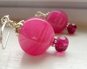 Magenta Jade Earrings Hot Pink