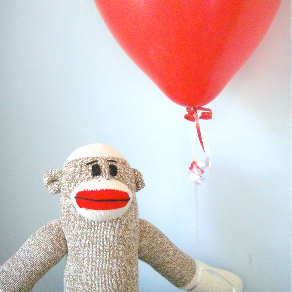 Sock Monkey Plush - Doll, Handmade, Traditional, Brown, Children's Toy, Stuffed Animal