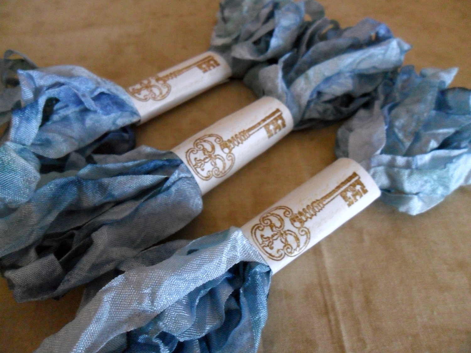 Seam Binding Ribbon Babbling Brook with Watercress Hand Dyed Blue and Green-BOGO SALE