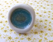 Porcelain Bol ring white-turquoise