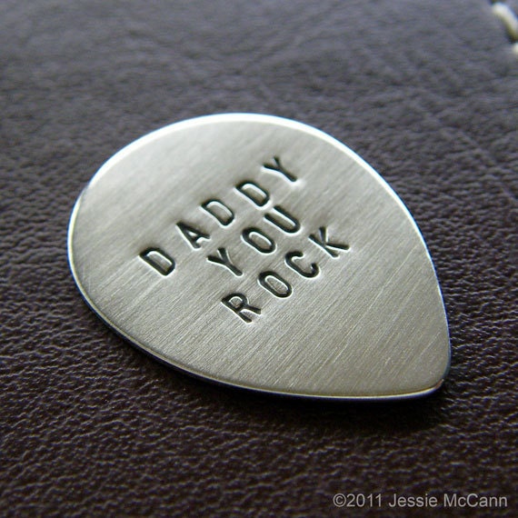 Custom Mini Guitar Pick - Personalized Sterling Silver Hand Stamped Pick - Perfect Gift for Father's Day