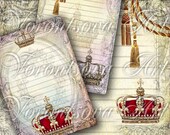 CROWN NOTE Digital Collage Sheet Printable image download. Vintage aceo postcard. 908