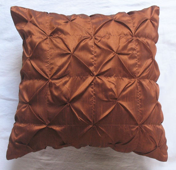 rust brown euro sham 26 inch silk pleated cushion cover  Custom Made