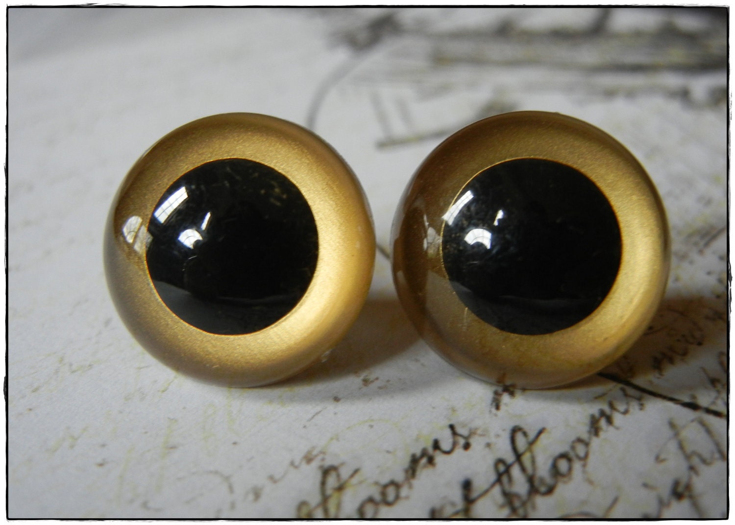 7.5mm Metallic Gold Safety Eyes for Plush Stuffed Animals 10 Pieces