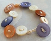 Recycled Button Bracelet Peach & Violet