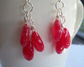 Red Quarz Wire-Wrapped Teardrop Earrings