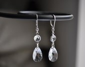 Teardrop Earrings - Clear Swarovski Crystal & Sterling Silver - simple wedding jewelry