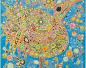 Aqua Bird  -- Print on Stretched Canvas