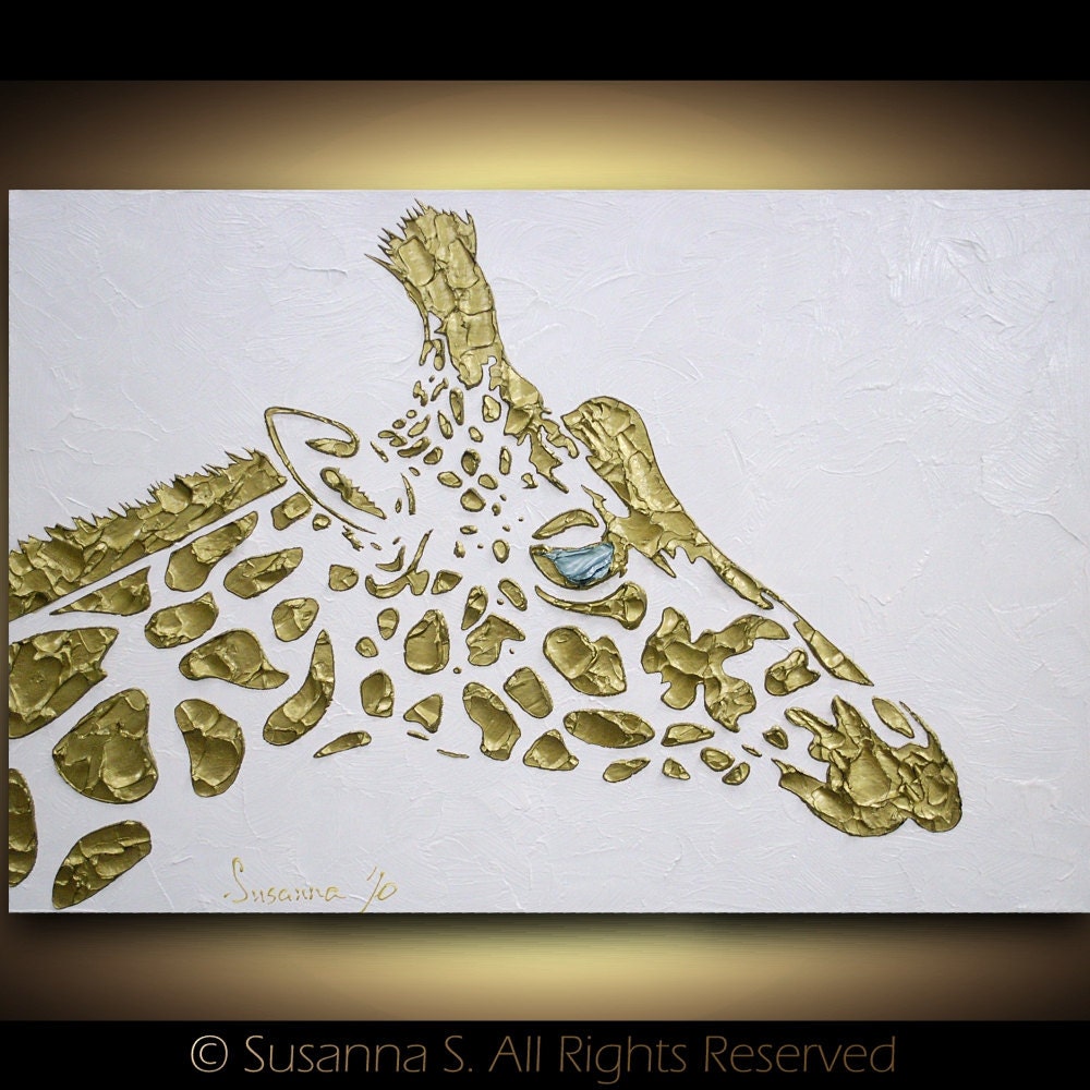 Original abstract giraffe painting contemporary fine art by Susanna Large 36x24 MADE2ORDER