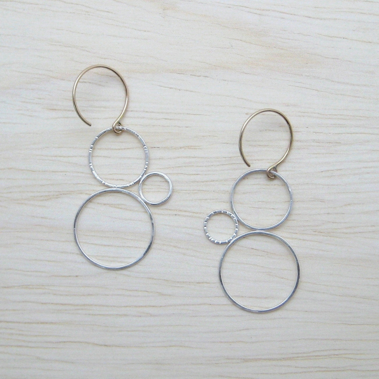 SALE  Silver and Gold Circle Earrings