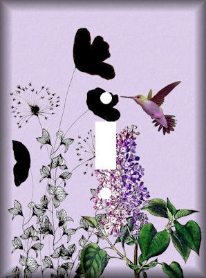 Purple Humming Bird Light Switch Art Cover