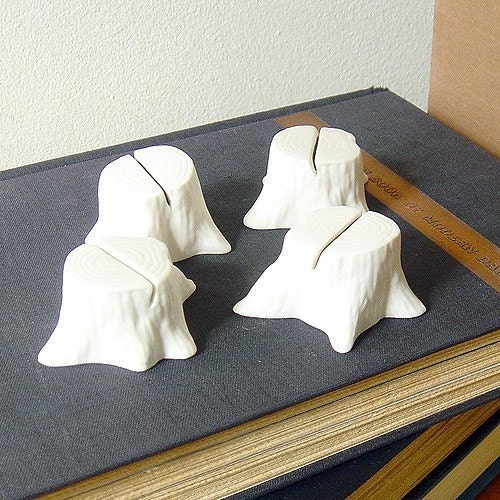 Tree Stump Place Card Holders - Set of 4 - White