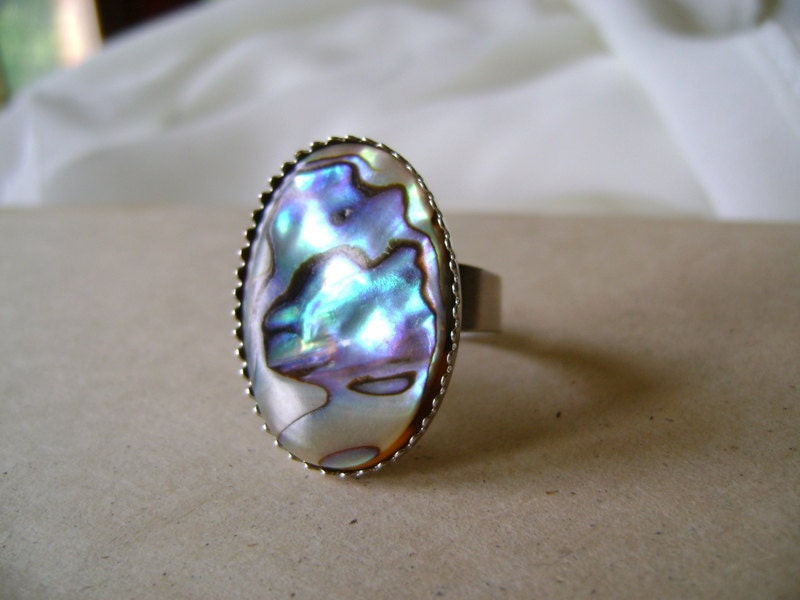 Oceanic Abalone. Natural Paua shell ring