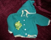 Knitted turquoise baby hoodie