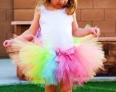 Sweet Pixie Stick Tutu W/ FREE Bow. Halloween, birthday. Sizes Newborn- 6 years. Rainbow Bright