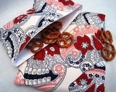 Indigo Skulls Map Sandwich and Snack Bag Set, Reusable