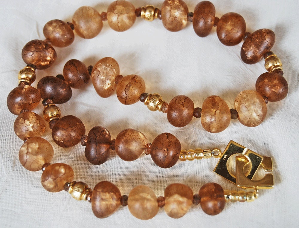 Amber quartz bead necklace andalusite Bali beads