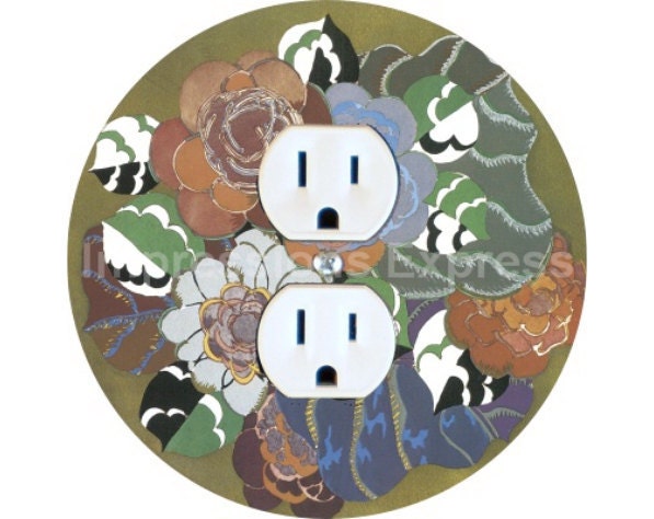 Floral Art Deco Art Nouveau Duplex Outlet Plate Cover
