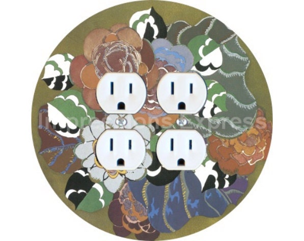 Floral Art Deco Art Nouveau Double Duplex Outlet Plate Cover