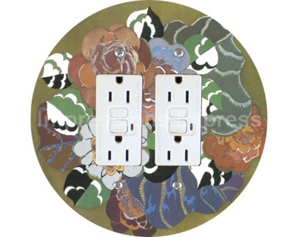 Floral Art Deco Art Nouveau Double GFI Outlet Plate Cover