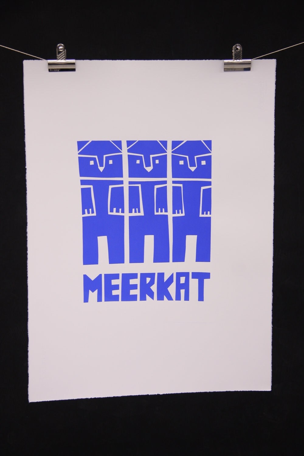 Meerkat hand pulled screenprint large, A1 22" x 30"