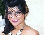 Tease-Black Fur Felt Fascinator
