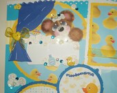 Tear Bear New Baby Bath Premade Scrapbook Pages by KARI