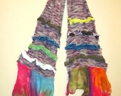 Super soft knit reconstructed upcycled scarf shabby chic
