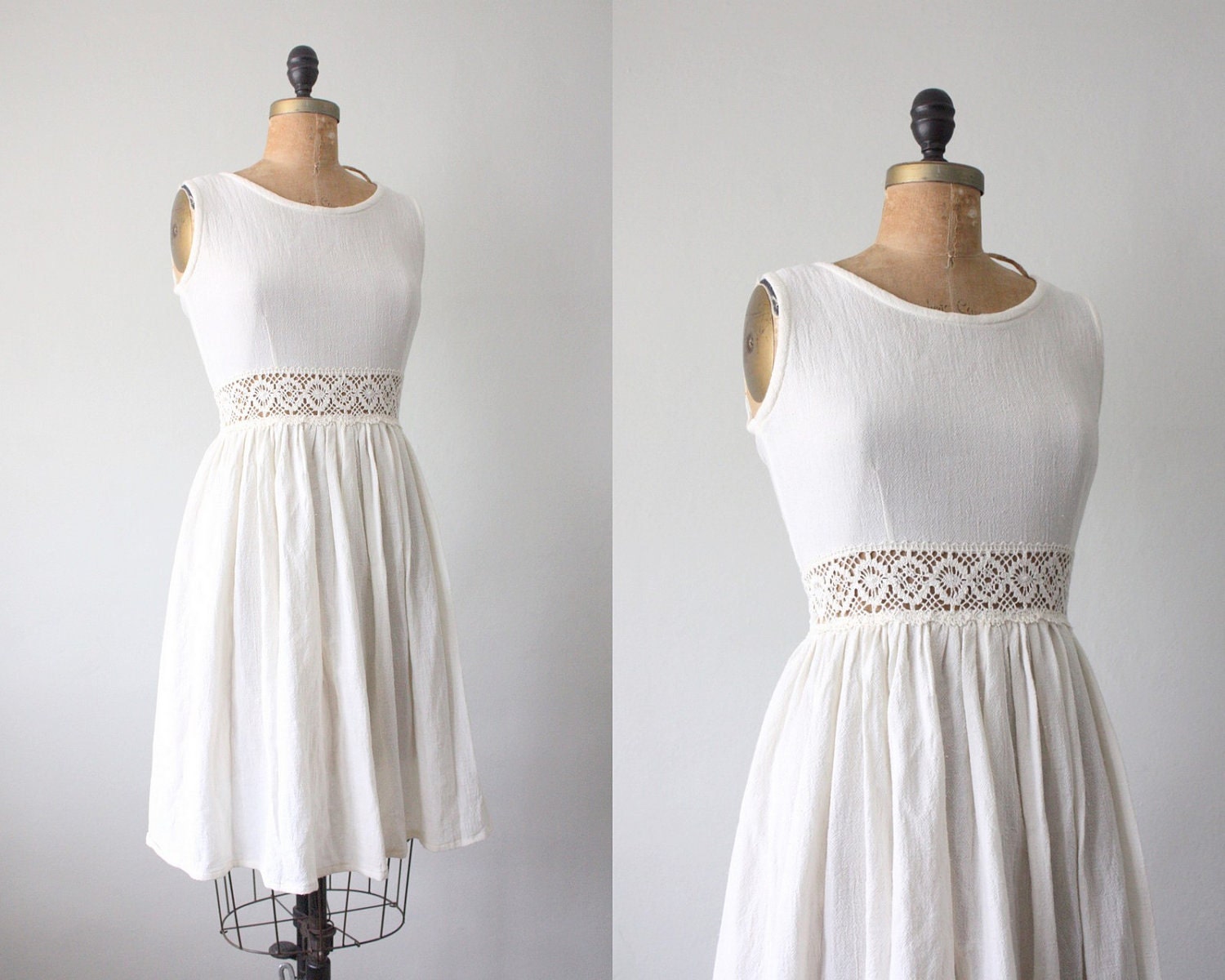 vintage 1960's cream lace party dress
