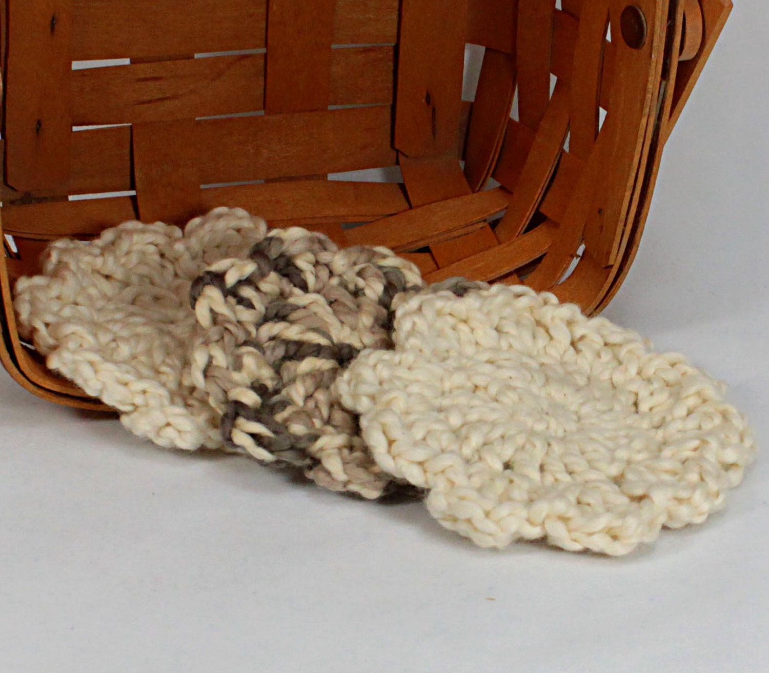 Round Face Cloths - EcoCessory Organic Cotton - Set of 3 - Almond and French Vanilla