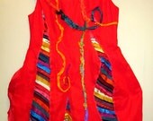 Totally funky Red Linen sleeveless Dress Size 10