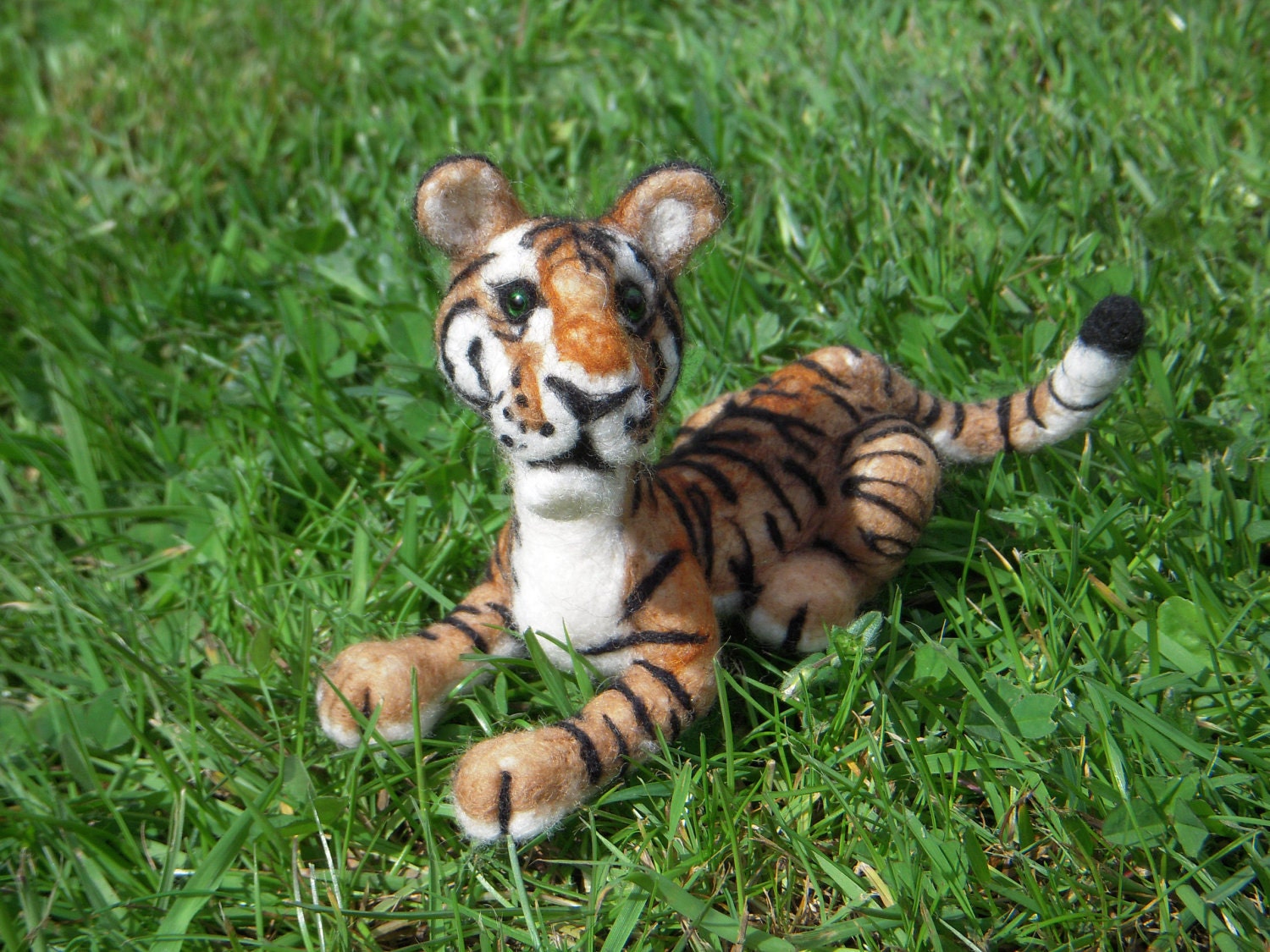 Tony the needle felted orange and black striped tiger sculpture